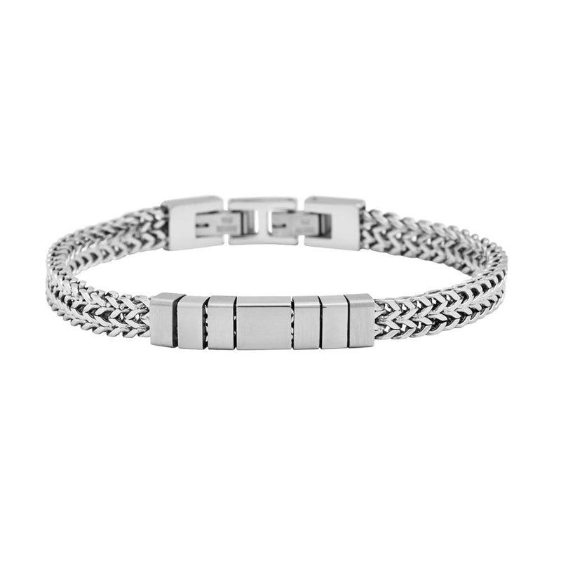 Geoffrey Beene Menâ€™s Stainless Steel Double Franco Chain Bracelet with Extension (Silver) - Image 1